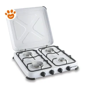 Kemper Fornello a Gas GPL Smaltato 4 Fuochi con Coperchio