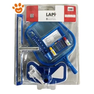 Lapi Piscina Semplice – Kit Multifunzione di Manutenzione Piscina Composto da Retino di Superficie, Termometro Galleggiante, Kit Analisi dell’Acqua Ph e Bromo, Aspirafango e Spazzola Curva