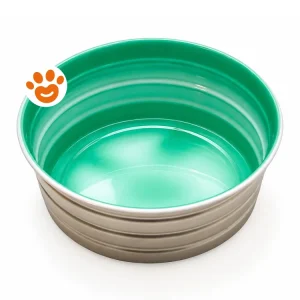 Leopet Dog Ciotola Glossy in Acciaio Inox con Antiscivolo e Finitura Interna con Colori Assortiti (900ml)