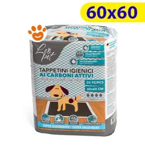 Leopet Tappetini ai Carboni Attivi (60×60) Igienici Assorbenti