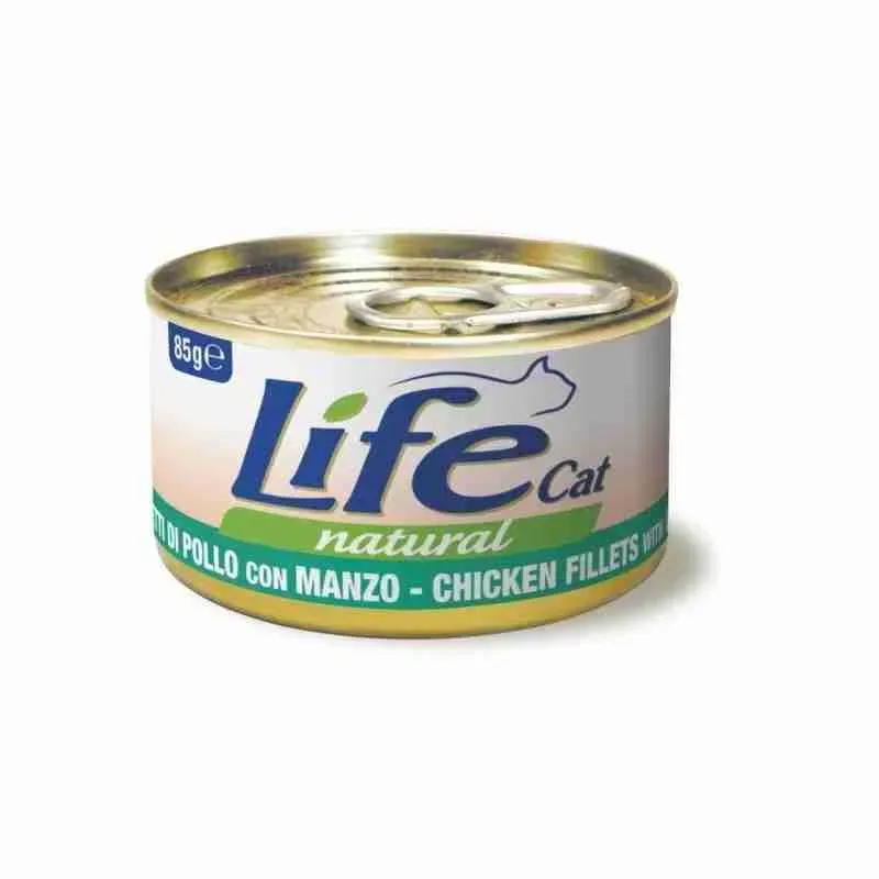 LIFE CAT NATURAL LATT POLLO E MANZO 85 GR