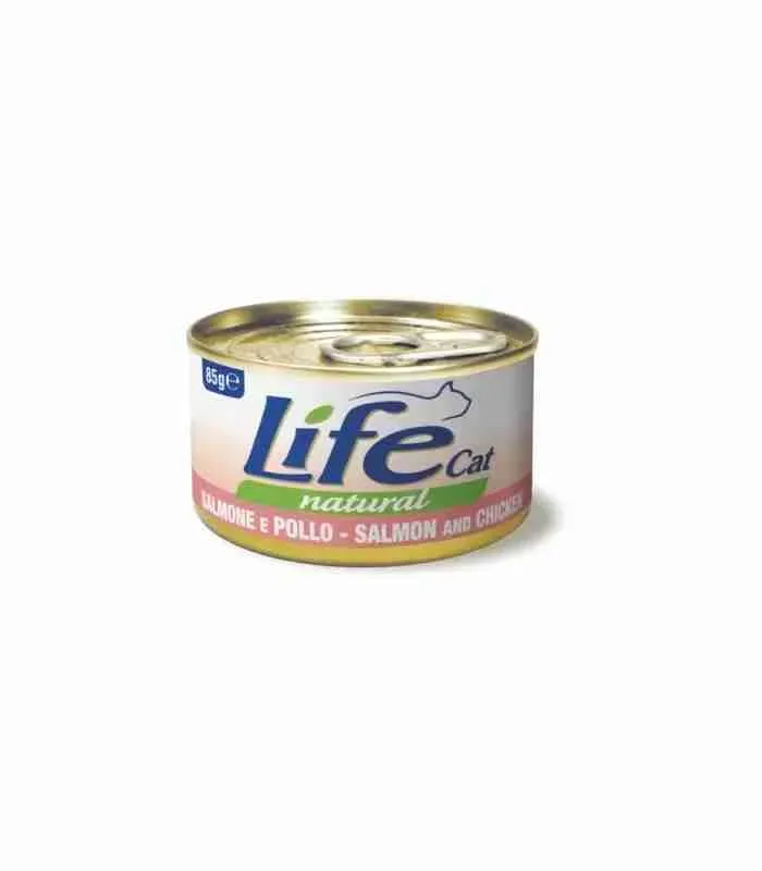 LIFE CAT NATURAL LATT POLLO E SALMONE 85 GR