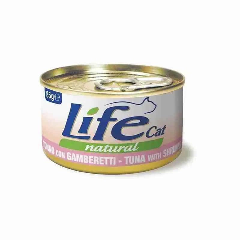 LIFE CAT NATURAL LATT TONNO E GAMBERETTI 85 GR