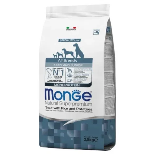 MONGE Cane All Breeds Puppy & Junior Trota Riso e Patate 12Kg