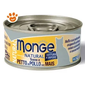 Monge Cat Natural Tonno, Petto di Pollo e Mais