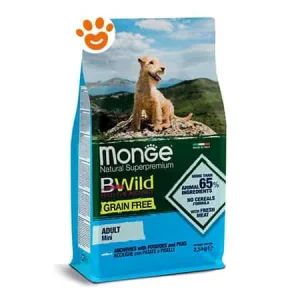 Monge Dog Bwild Grain Free Adult Mini con Acciughe, Patate e Piselli
