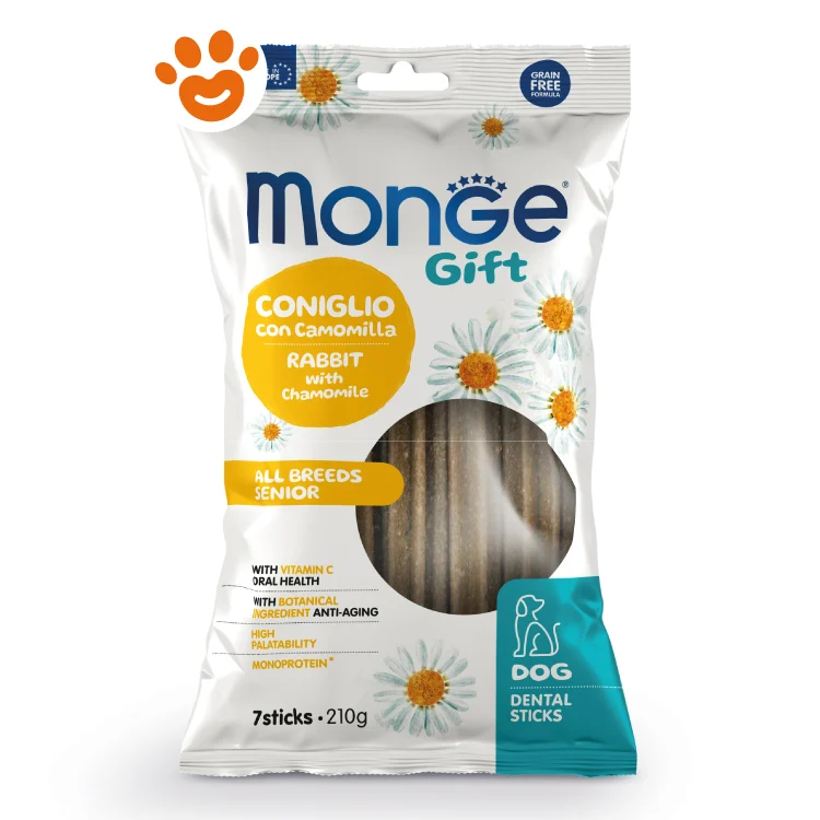 Monge Dog Gift Dental Sticks All Breed Senior Coniglio e Camomilla