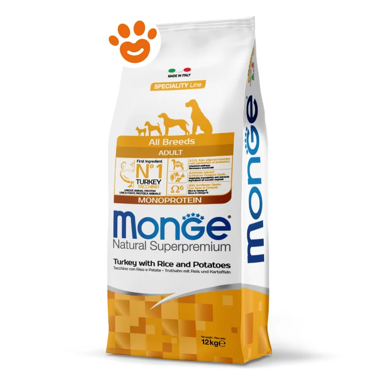 Monge Dog Natural Superpremium All Breeds Monoprotein Adult Tacchino, Riso e Patate - Image 2