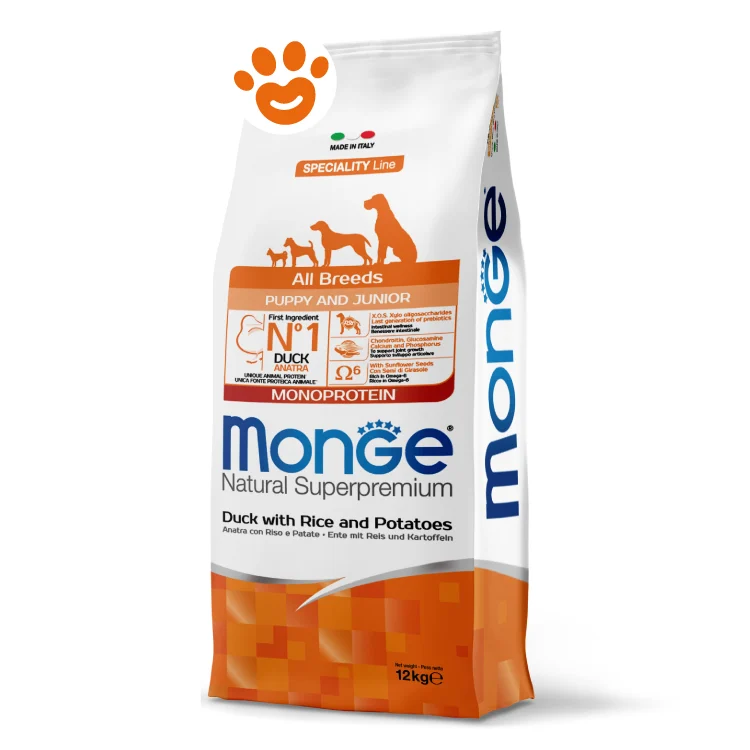 Monge Dog Natural Superpremium All Breeds Puppy & Junior Anatra, Riso e Patate