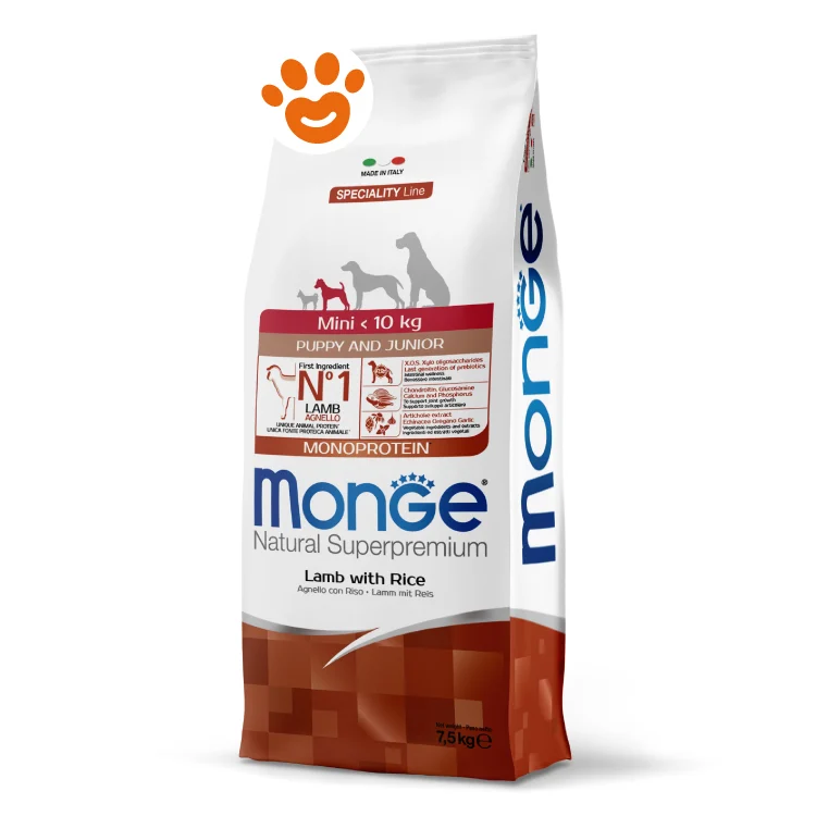 Monge Dog Natural Superpremium Puppy e Junior Monoprotein Mini Agnello con Riso - Image 2