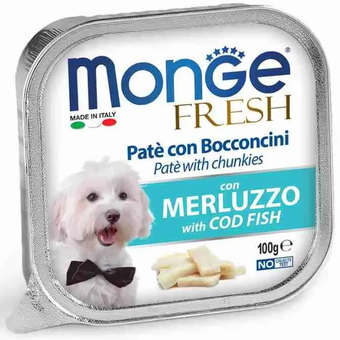 MONGE FRESH CANE BOCCONI IN PATÈ GR 100 MERLUZZO