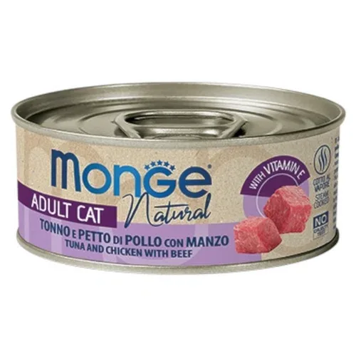 MONGE Gatto Natural Tonno con Pollo e Manzo 80gr