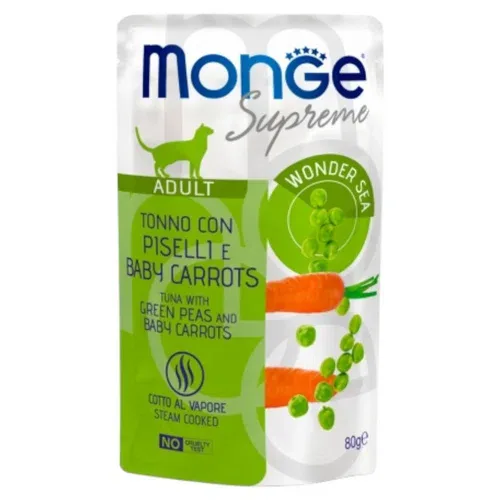 MONGE Gatto Supreme Adult Tonno con Piselli e Carote 80Gr