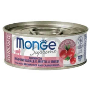 MONGE Gatto Supreme Sterilised Tonno con Riso Integrale e Mirtilli Rossi 80Gr