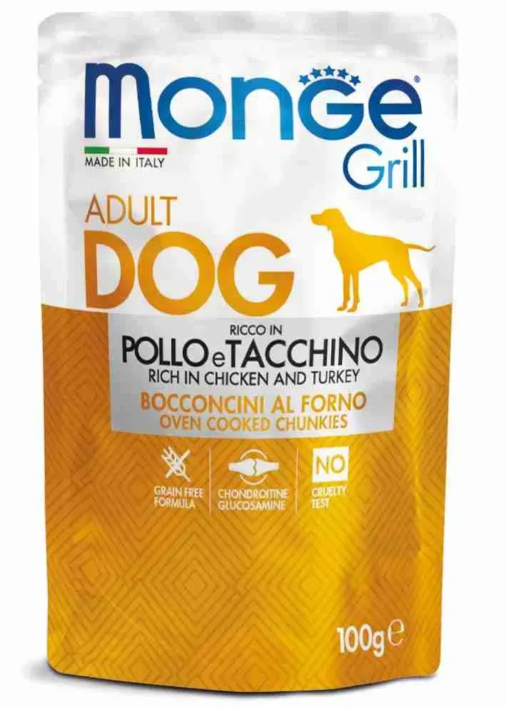 MONGE GRILL CANE BUSTE POLLO E TACCHINO 100 GR