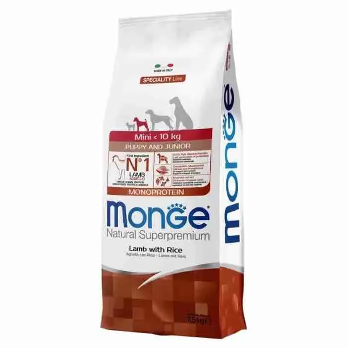 MONGE SPECIALITY LINE CANE KG.7,5 PUPPY MINI AGNELLO