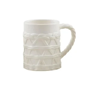 Mud Pie Cane Stoneware Textured Mug