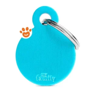 My Family Medaglietta Basic Aluminium Cerchio Piccolo Alluminio Azzurro >>>INCISIONE_GRATIS