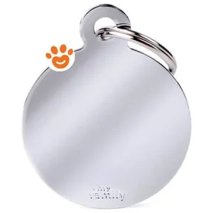 My Family Medaglietta Basic Chrome Cerchio Grande Ottone Cromato >>>INCISIONE_GRATIS