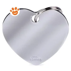 My Family Medaglietta Basic Chrome Cuore Grande Ottone Cromato >>>INCISIONE_GRATIS