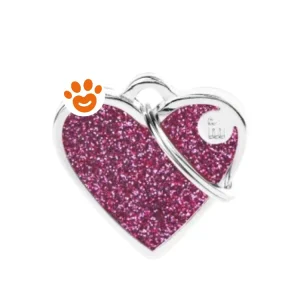 My Family Medaglietta Shine Cuore Piccolo Glitter Rosa >>>INCISIONE_GRATIS