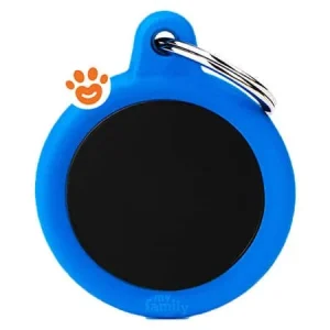 My Family Medaglietta Silent & Strong Cerchio Alluminio Nero con Gomma Blu >>>INCISIONE_GRATIS