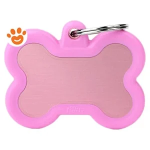 My Family Medaglietta Silent & Strong Osso Alluminio Rosa con Gomma Rosa >>>INCISIONE_GRATIS