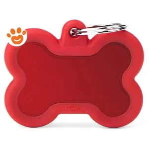 My Family Medaglietta Silent & Strong Osso Alluminio Rosso con Gomma Rossa >>>INCISIONE_GRATIS