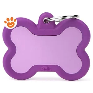 My Family Medaglietta Silent & Strong Osso Alluminio Viola con Gomma Viola >>>INCISIONE_GRATIS