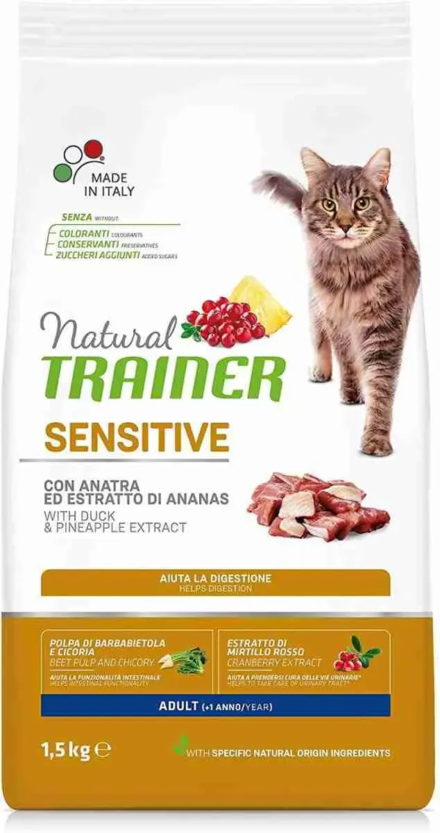 NATURAL TRAINER CROCCANTINI GATTO ADULT BENESSERE DIGESTIVO 1,5 KG ANATRA