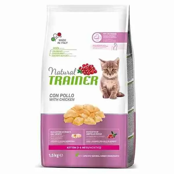NATURAL TRAINER CROCCANTINI GATTO CAT KITTEN POLLO 1,5 KG