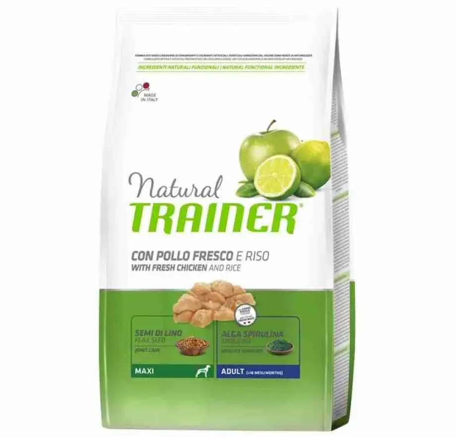 NATURAL TRAINER DOG CROCCHETTE CANE MAXI POLLO 12 KG.