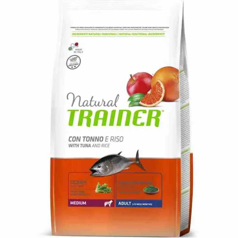 NATURAL TRAINER DOG CROCCHETTE CANE MEDIUM TONNO 12 KG.