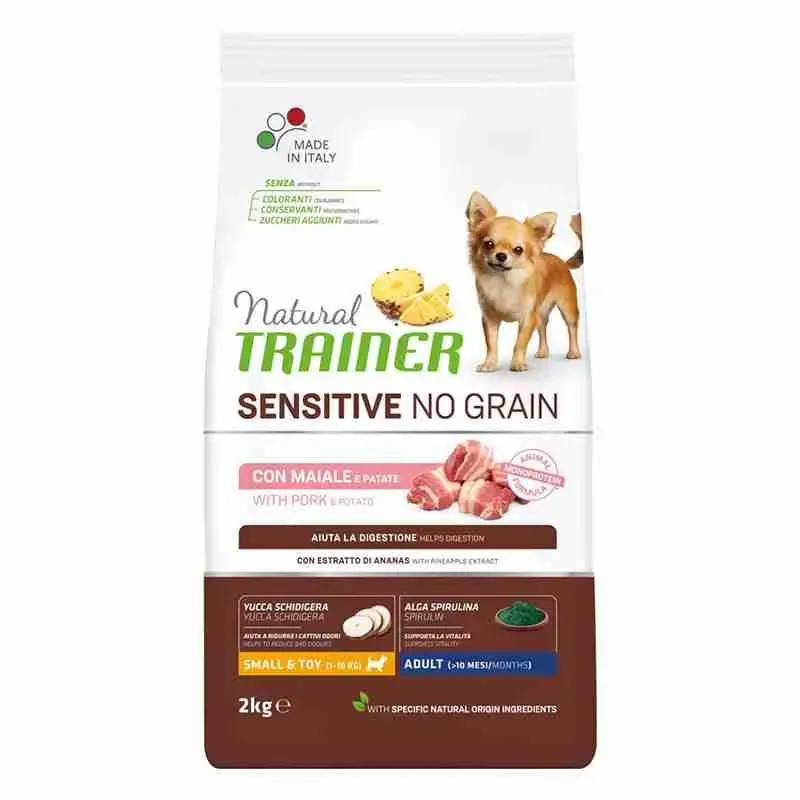 NATURAL TRAINER DOG CROCCHETTE CANE MONOPROTEIN NO GRAIN SMALL TOY MAIALE 800 GR.