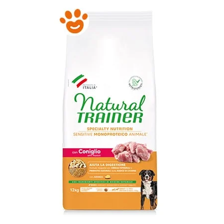 Natural Trainer Dog Sensitive No Gluten Adult Medium Maxi Coniglio