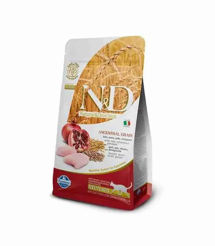 N&D FARMINA GATTO LOW GRAIN NEUTERED KG 1,5 POLLO E MELOGRANO