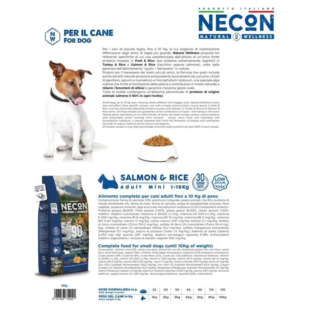 Necon Dog Adult Natural Wellness Mini Salmone e Riso - Image 2