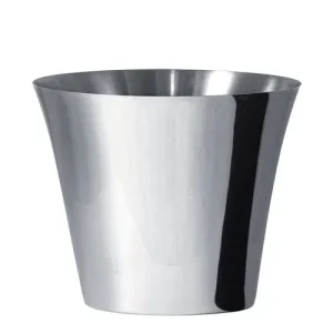Ø 24 x H.22.5 - Modern Secchiello Portabottiglie Rotondo In Acciaio Inox 18-10