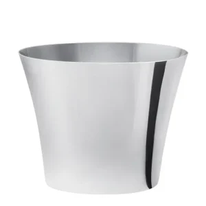 Ø 27 x H.21.5 - Modern Secchiello Portabottiglie Ovale In Acciaio Inox 18-10