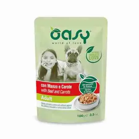 OASY DOG BUSTA STRACCETTI IN SALSA CANE ADULT 100 GR MANZO