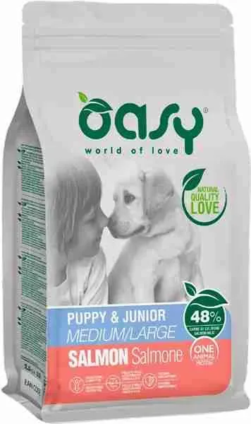 OASY DOG CROCCHETTE MONOPROTEICO PUPPY KG 12 MEDIUM LARGE SALMONE