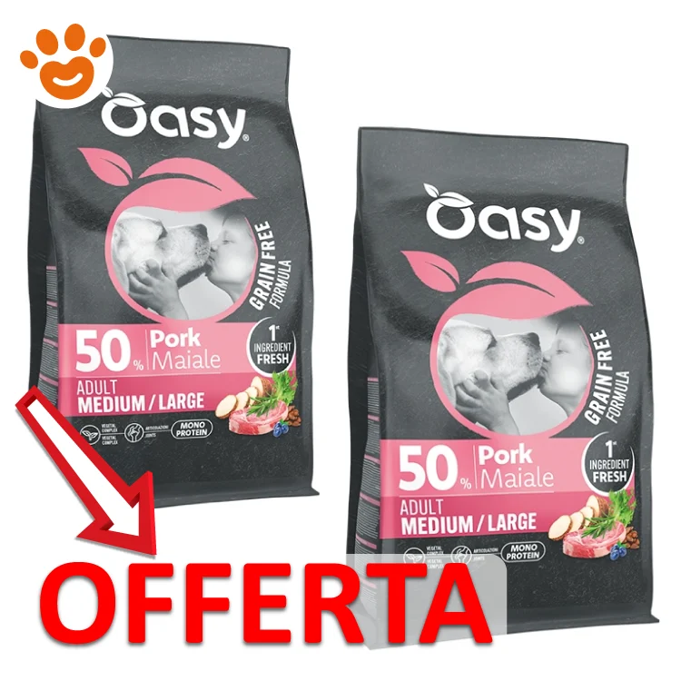 Oasy Dog Grain Free Formula Adult Medium Large Maiale - Image 2