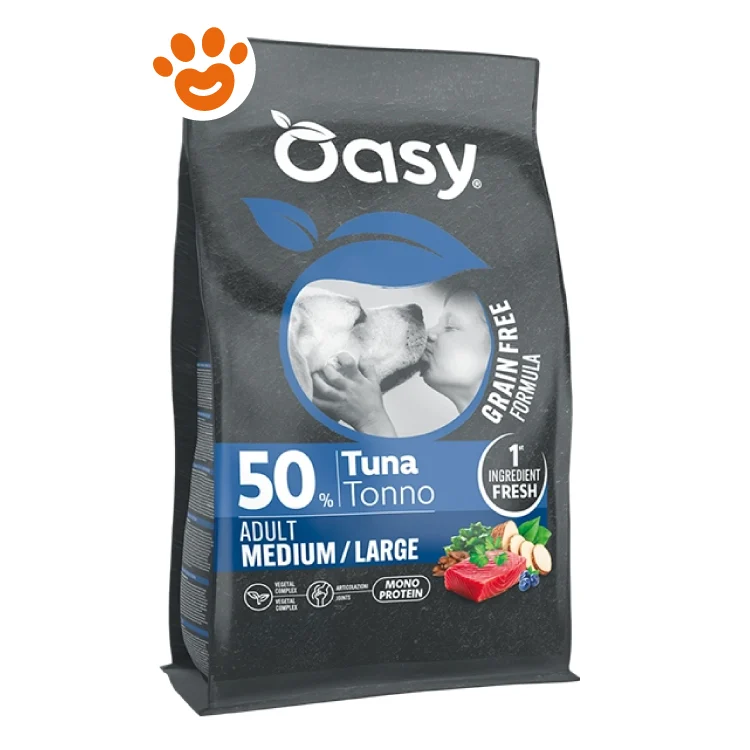 Oasy Dog Grain Free Formula Adult Medium Large Tonno