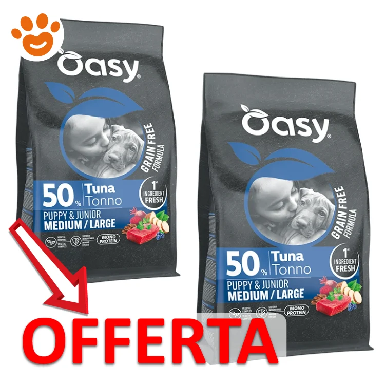 Oasy Dog Grain Free Formula Puppy&Junior Medium Large Tonno - Image 2