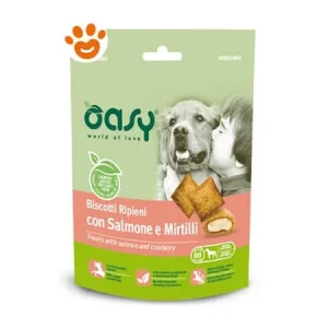 Oasy Dog Snack Biscotti Ripieni Salmone e Mirtilli Rossi