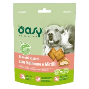 OASY Snack Cane Biscotti Ripieni con Salmone e Mirtilli 80Gr
