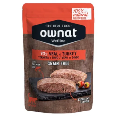 OWNAT Wetline Gatto Grain Free Vitello e Tacchino 12x85gr