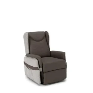 Poltrona relax moderna bicolore con alzapersona pediera a 2 motori in microfibra cm 87x76x102h - vari colori