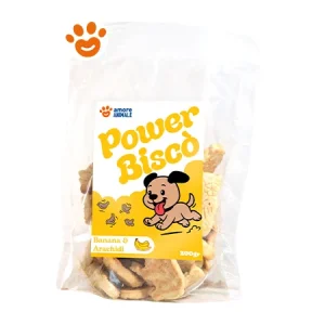 Power Biscò Dog Snack Deliziosi Biscotti per Cani al Gusto Banana e Arachidi