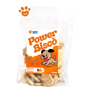 Power Biscò Dog Snack Deliziosi Biscotti per Cani al Gusto Mele e Carote